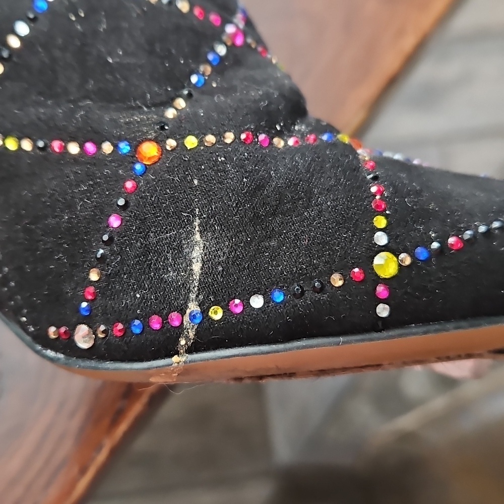 Betsey Johnson Kassie Black Embellished Boots Size 7.5 - Picture 6 of 8